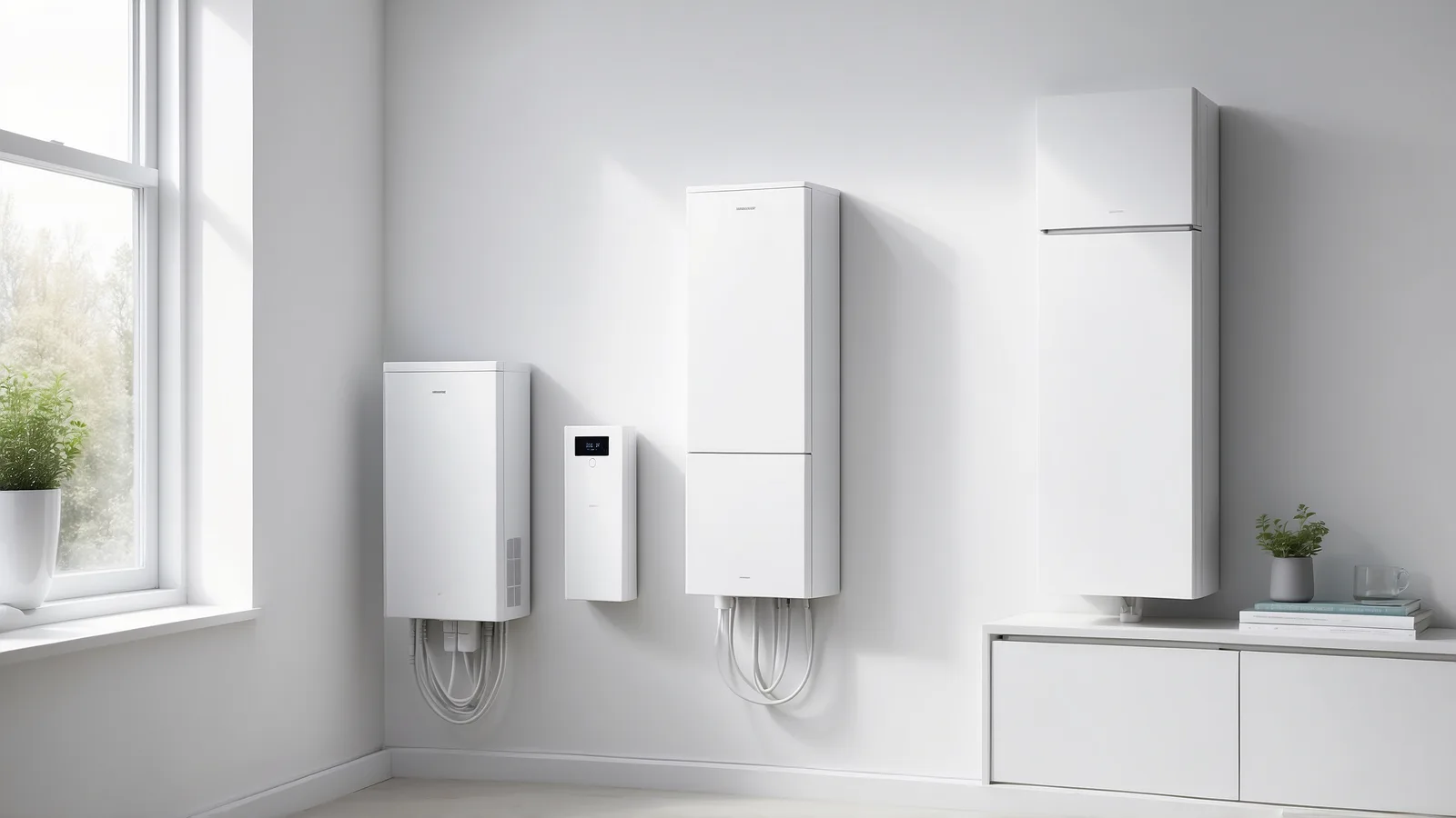 Moderner Batteriespeicher für die PV-Anlage im hellen Hauswirtschaftsraum